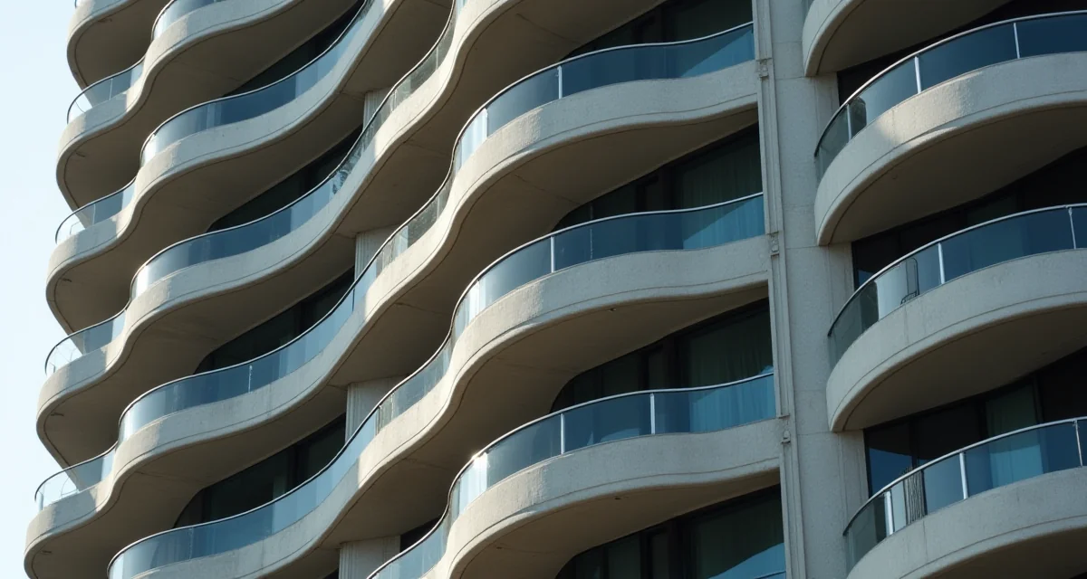 Balconi curvi in calcestruzzo dell'Aqua Tower a Chicago che creano un motivo ondulato