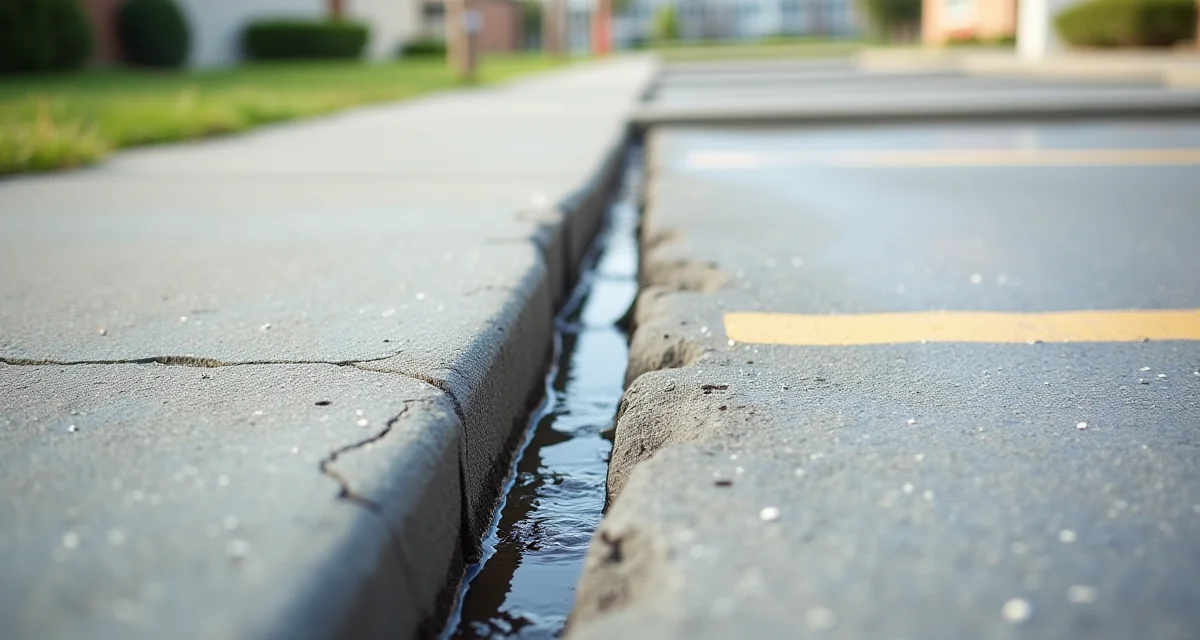 Pavimentazione in calcestruzzo drenante con acqua che filtra attraverso i pori durante il giorno