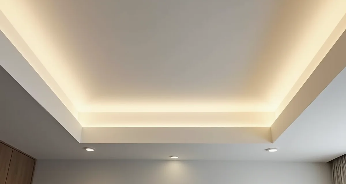 Controsoffitto in cartongesso con illuminazione LED ad incasso per un'atmosfera calda e accogliente