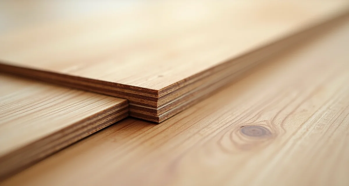 Dettaglio sezione trasversale di un'asse in laminato che evidenzia la sua struttura stratificata e il formato largo