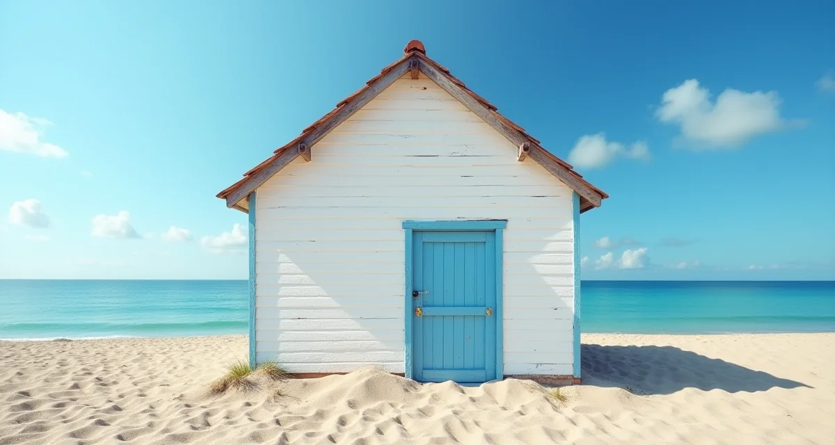 Facciata di casa dipinta con pittura silossanica bianca e blu sul mare