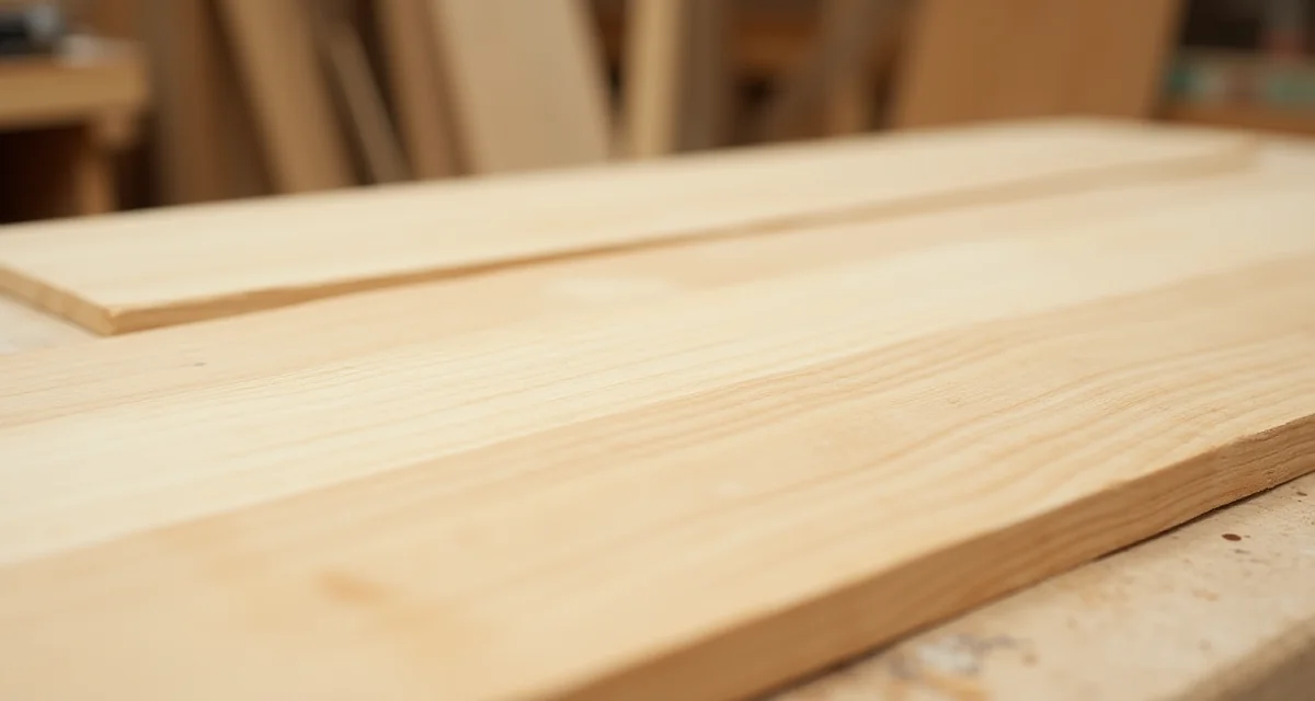 Tavole di legno massello di frassino con venatura retta e colore crema chiaro in un laboratorio di falegnameria