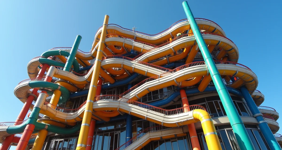 Centre Pompidou a Parigi con tubazioni esterne colorate e scale mobili sotto un cielo blu sereno