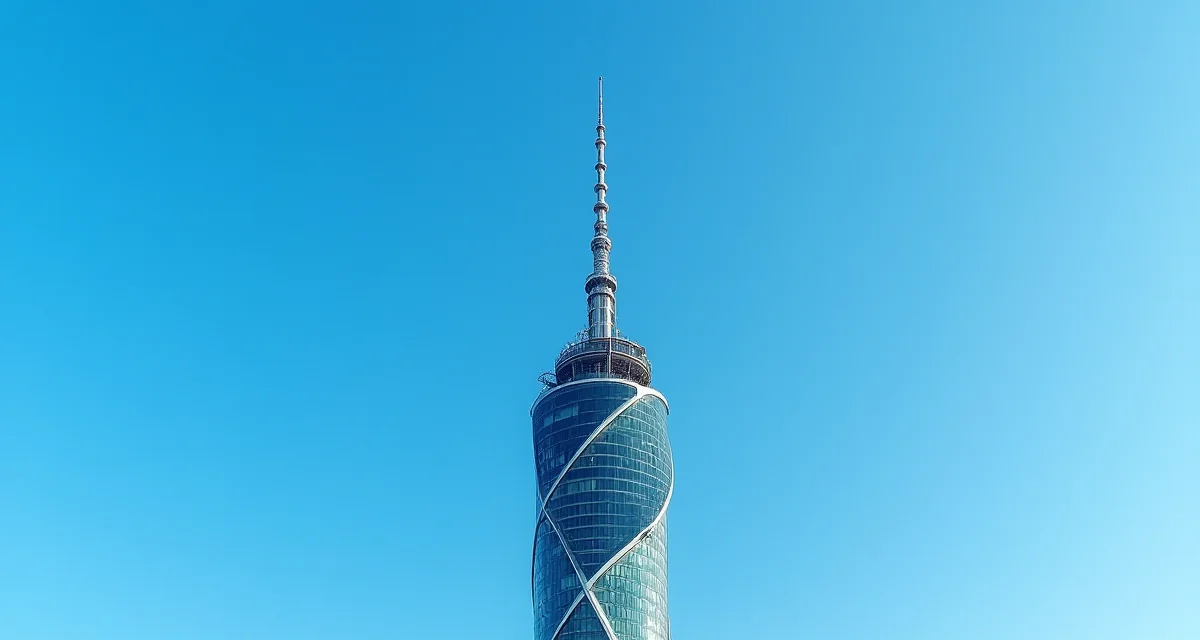 La torre Unicredit con la sua facciata a spirale e il cielo blu sullo sfondo