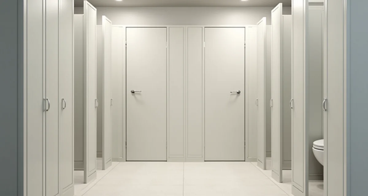 Pareti divisorie in laminato HPL per spogliatoi da campeggio con armadietti luminosi e funzionali