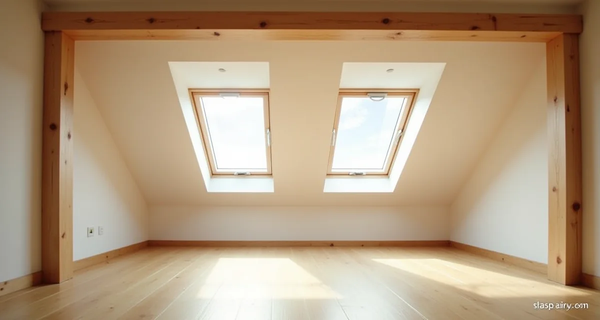 Trasformazione di un sottotetto con finestre a tetto che lasciano entrare luce e aria tra travi in legno