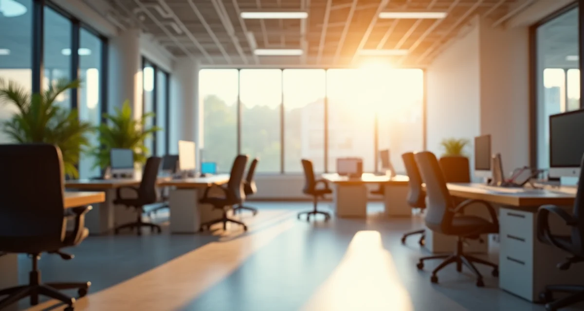 Uso combinato di luce naturale e lampade calde in un ufficio luminoso per migliorare il comfort visivo