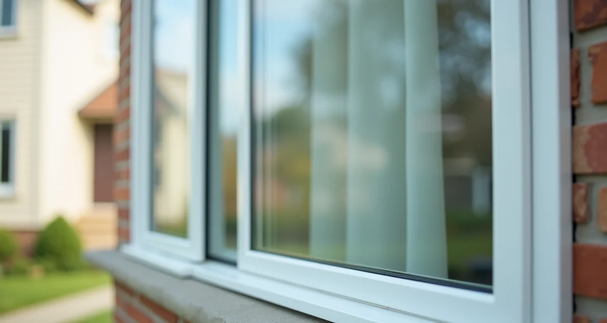 Finestra blindata con telaio rinforzato e vetro stratificato sulla facciata di una casa in piena luce diurna