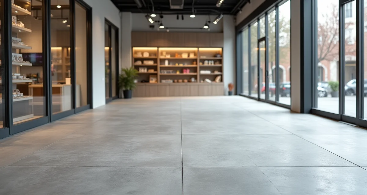 Pavimento in microcemento grigio senza giunti per interni luminosi e moderni