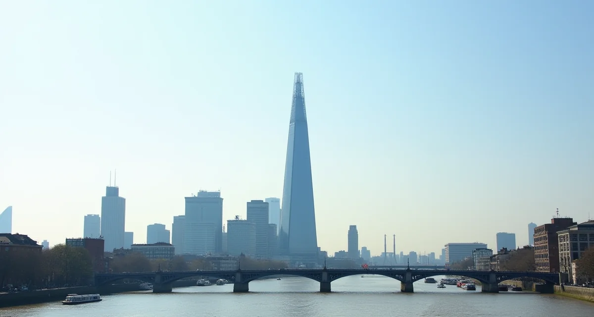 Il grattacielo The Shard si erge sopra il Tamigi a Londra durante il giorno