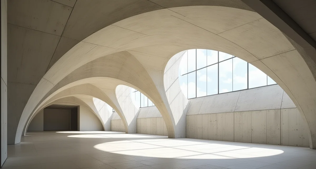 Volte in calcestruzzo armato dell'Auditorium di Torino realizzate da Pier Luigi Nervi con illuminazione naturale
