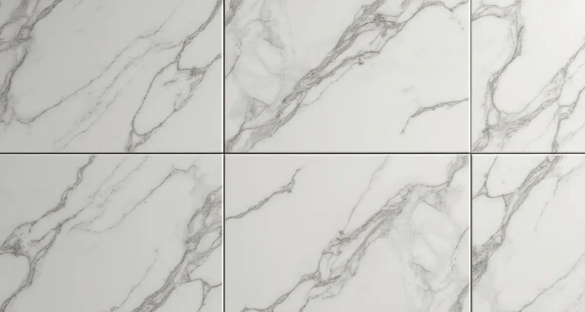 Piastrelle in marmo Bardiglio grigio posate su pavimento con vista ravvicinata delle venature naturali