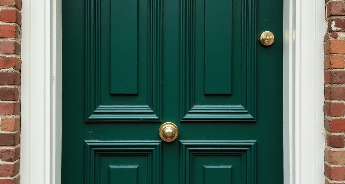 Portoncino d'ingresso rinnovato con decorazioni in legno e vernice verde scuro
