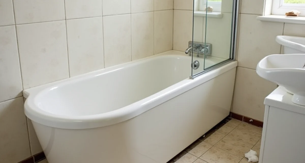 Sostituzione di una vecchia vasca da bagno con un nuovo piatto doccia in un ambiente in fase di ristrutturazione