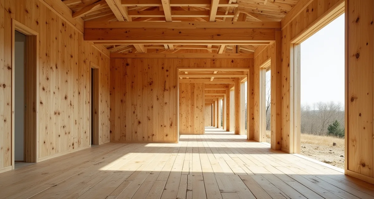 Casa in legno CLT in costruzione con pareti e tetto in legno massiccio secondo il nuovo Eurocodice 5
