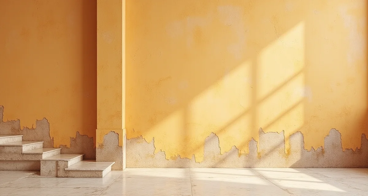Parete sotto scala rivestita con stucco veneziano lucido dai toni caldi e finitura levigata