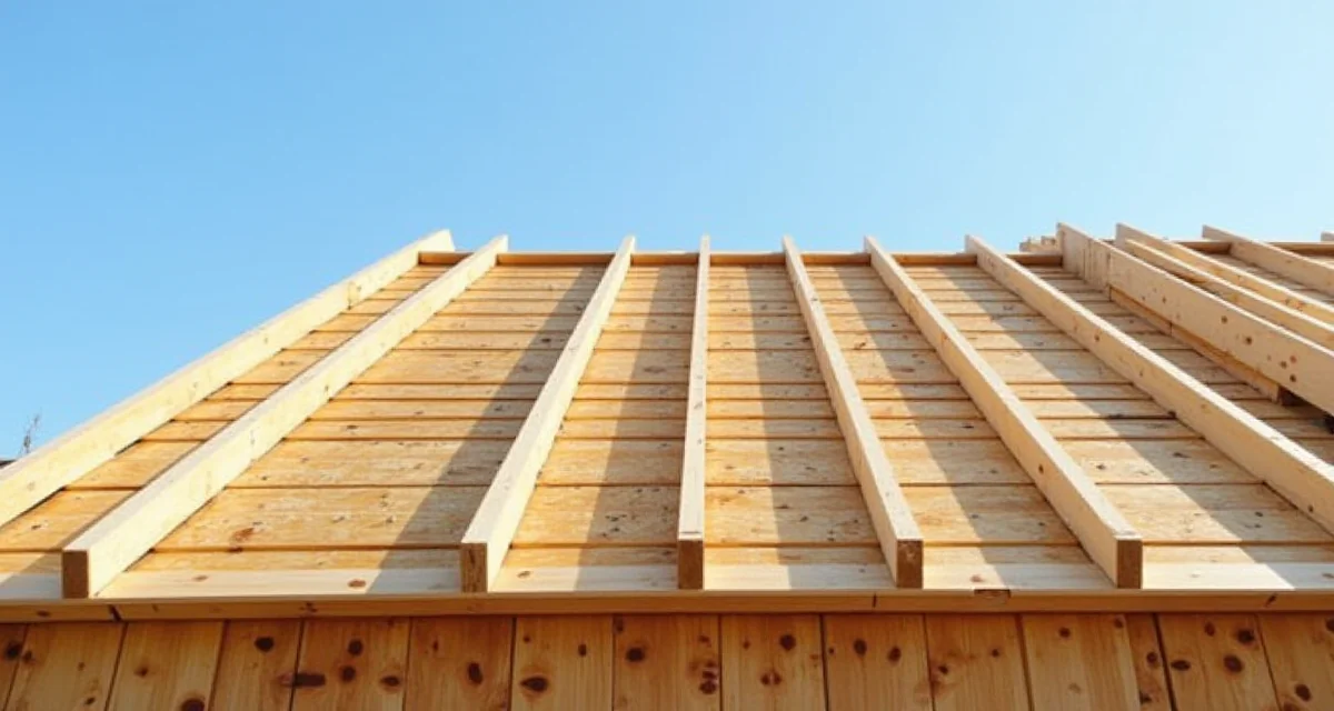 Struttura di un tetto ventilato in legno con controtavole e listelli prima della posa delle tegole sotto il cielo blu