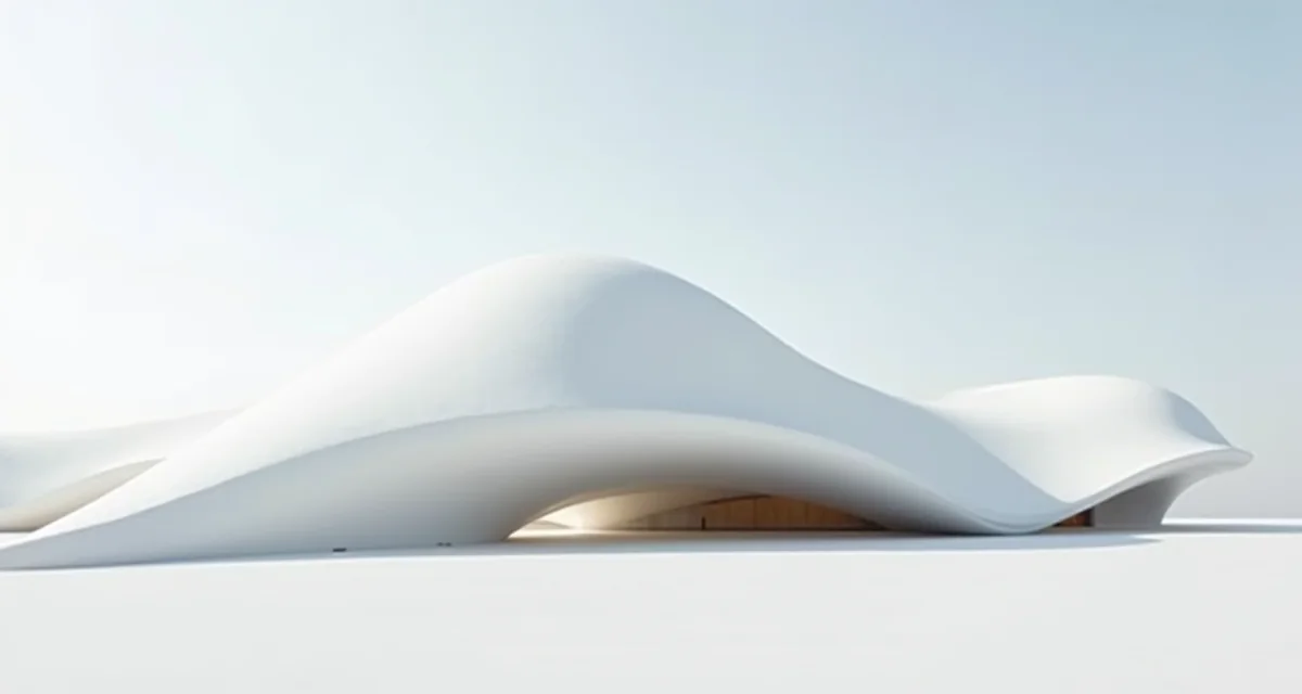 Facciata curva bianca di un edificio moderno progettato da Zaha Hadid a Vienna sotto la luce del giorno