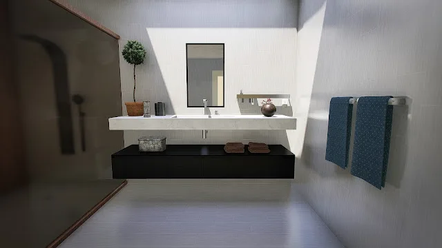 bagno con arredo minimal