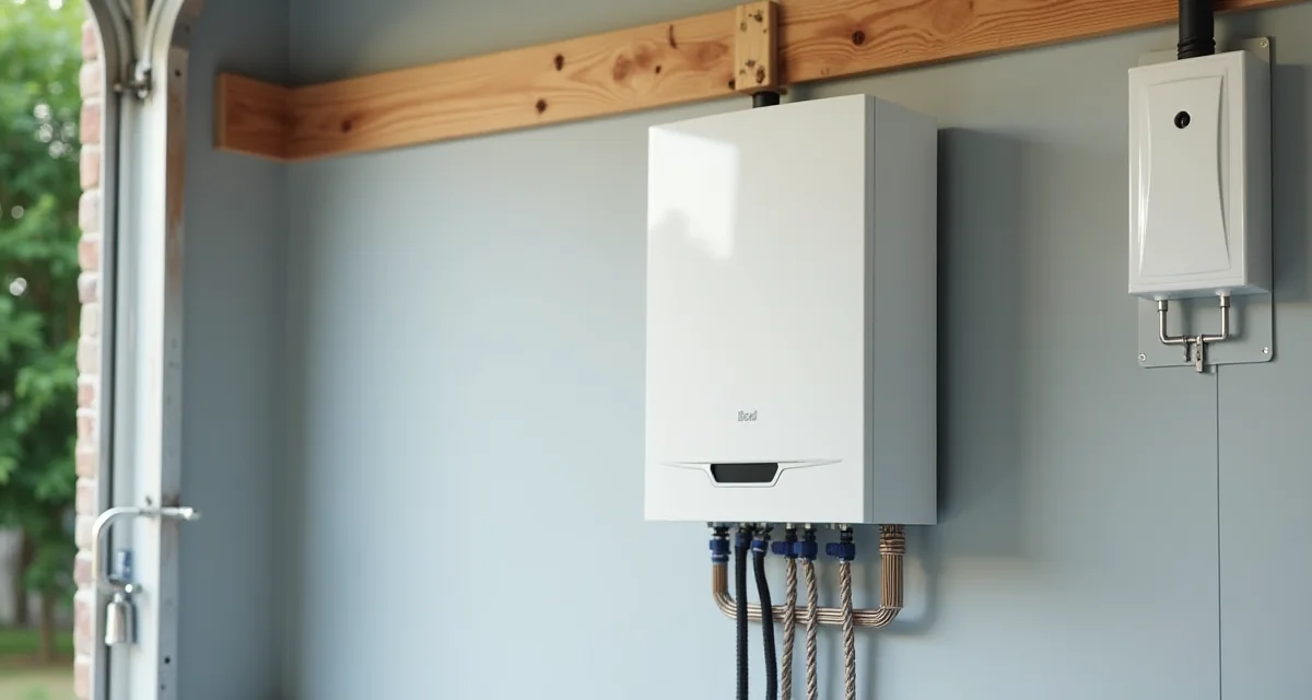 Unità di accumulo domestica montata a parete accanto all'inverter e al quadro elettrico