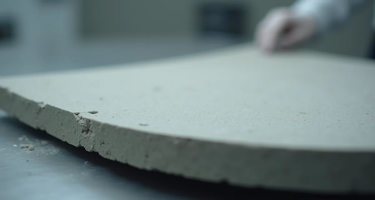 Lastra sottile di cemento flessibile che si flette nel banco prova senza crepe