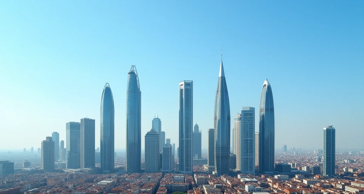 Veduta panoramica del cielo di Milano con i grattacieli moderni di Porta Nuova e le torri Bosco Verticale sotto un azzurro limpido