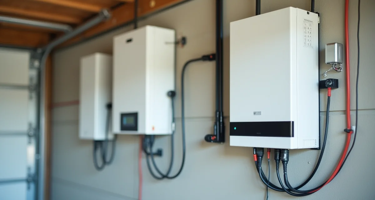 Inverter fotovoltaico montato su muro con cavi DC e display per installazione ordinata