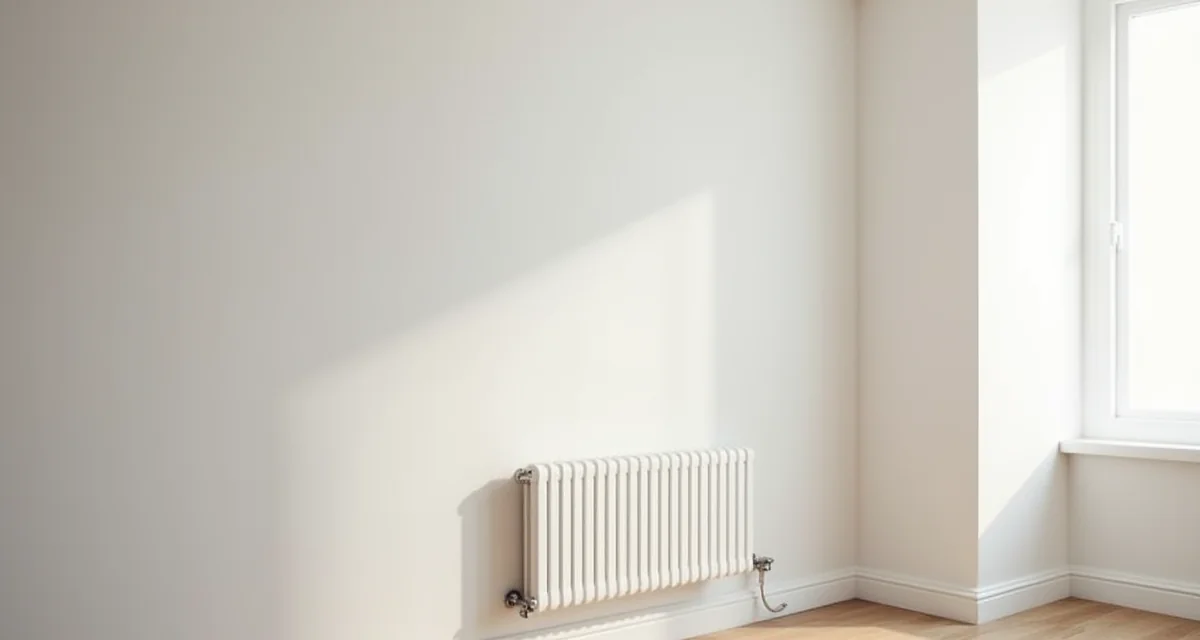 Pannelli radianti a parete bianchi installati in una camera da letto con illuminazione soffusa e design minimalista