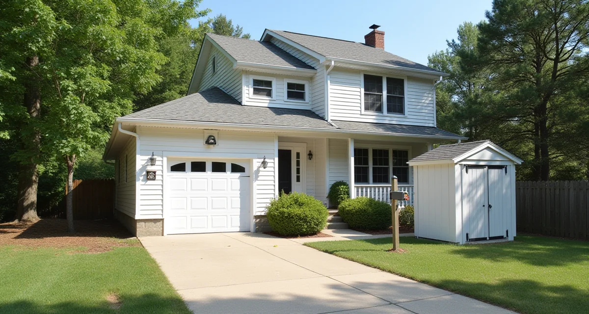 Casa con garage, cantina e capanno giardino come pertinenze in contesto residenziale soleggiato
