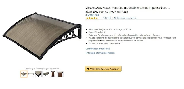 pensilina modellabile in policarbonato alveolare